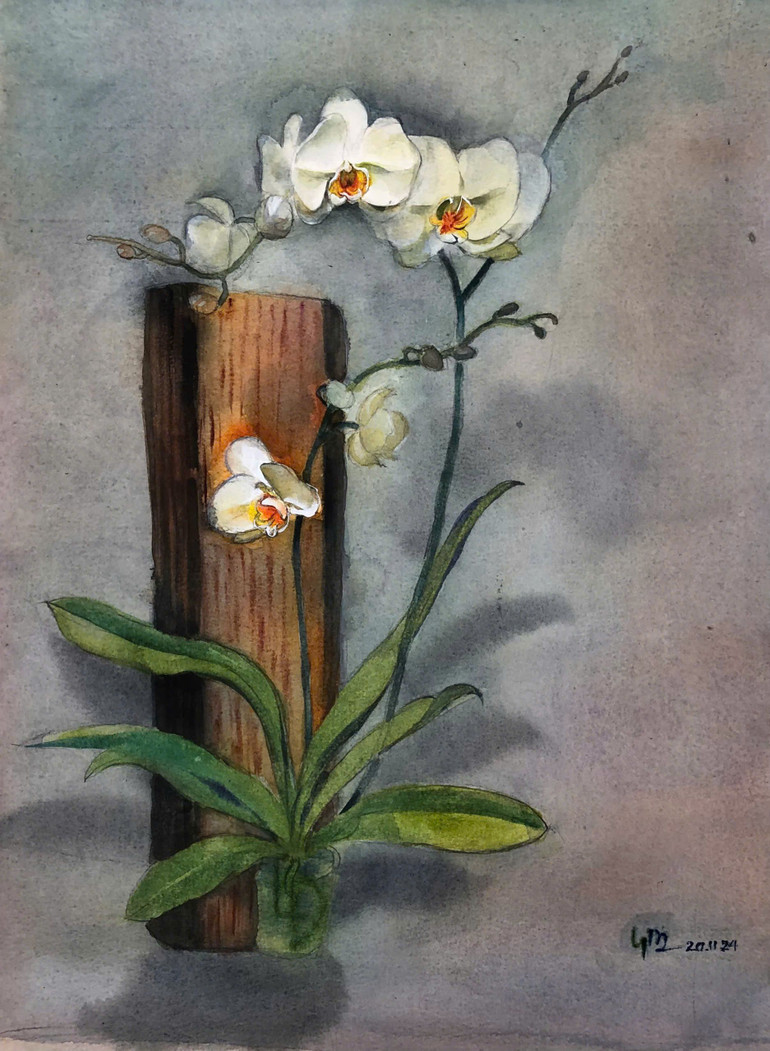 Tác phẩm "Nhành lan bên hiên nhà" của Lê Phương Lan.