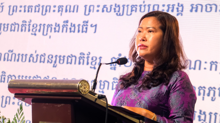 Phó Chủ tịch Ủy ban nhân dân thành phố Cần Thơ Nguyễn Thị Ngọc Điệp đã đọc thư chúc Tết Chôl Chnăm Thmây năm 2025 của Thành ủy, Hội đồng nhân dân, Ủy ban nhân dân, Ủy ban Mặt trận Tổ quốc Việt Nam thành phố Cần Thơ.