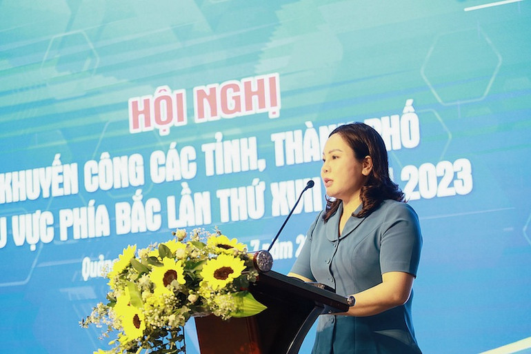 Giám đốc Sở Công thương tỉnh Quảng Ninh Nguyễn Thị Hiền phát biểu tại hội nghị.