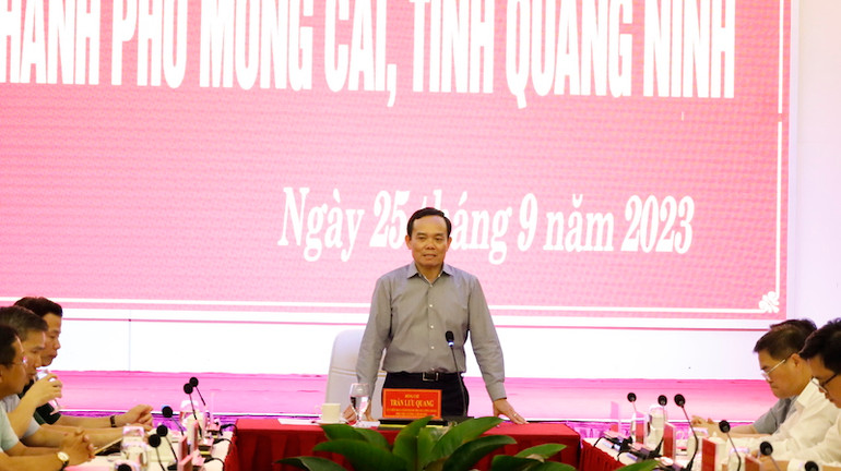 Phó Thủ tướng Trần Lưu Quang phát biểu kết luận tại buổi làm việc với tỉnh Quảng Ninh.