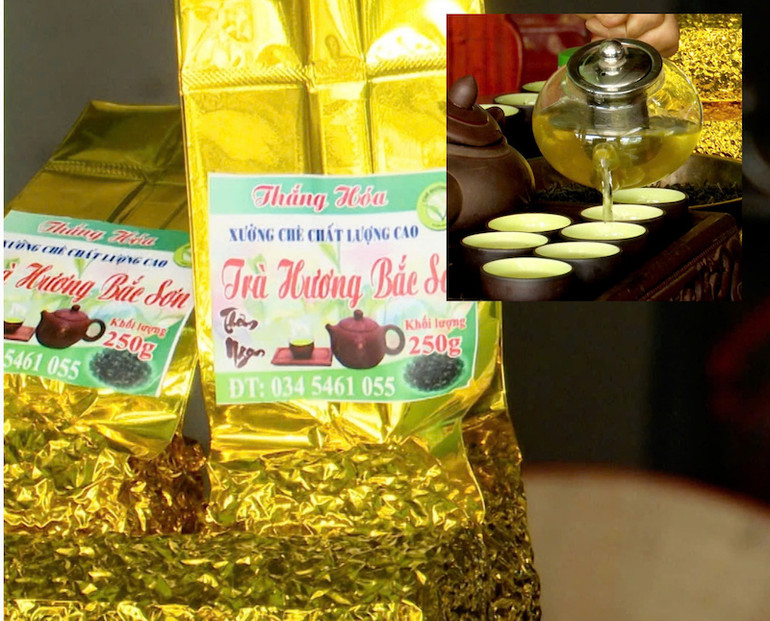 Sản phẩm chè của Hải Hà có bao bì, tem nhãn và mã vạch truy xuất nguồn gốc.