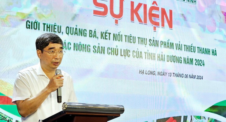 Ông Bùi Văn Thăng, Giám đốc Sở Nông nghiệp và Phát triển nông thôn tỉnh Hải Dương phát biểu khai mạc.