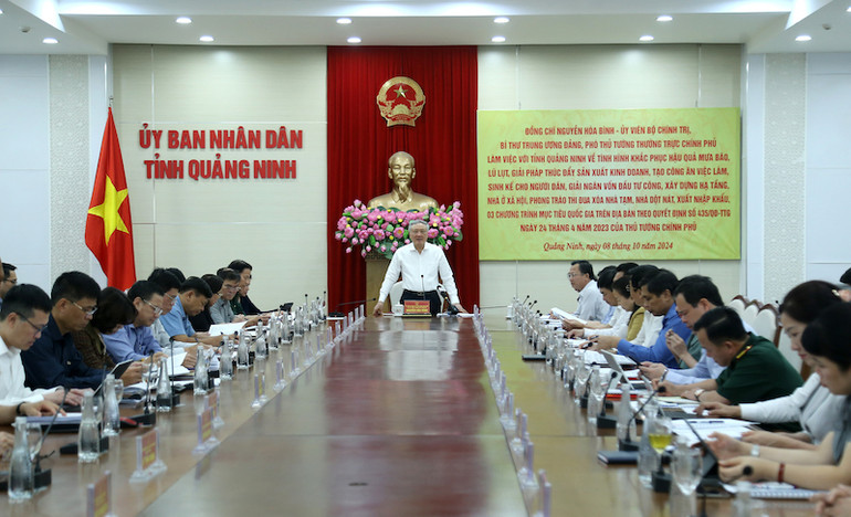 Phó Thủ tướng Nguyễn Hòa Bình phát biểu kết luận tại buổi làm việc với tỉnh Quảng Ninh.