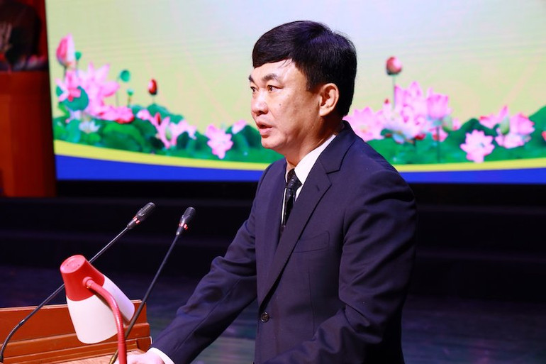 Chủ tịch Hội đồng thành viên TKV Ngô Hoàng Ngân phát biểu tại lễ tuyên dương.