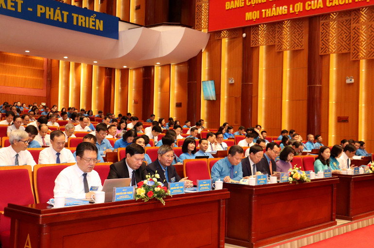Quang cảnh Đại hội Công đoàn tỉnh Quảng Ninh lần thứ 14, nhiệm kỳ 2023-2028.