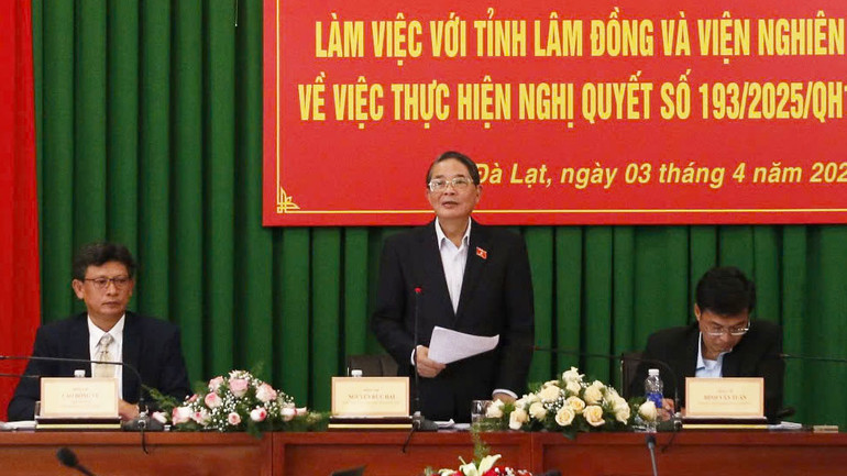 Phó Chủ tịch Quốc hội Nguyễn Đức Hải phát biểu chỉ đạo tại buổi làm việc.