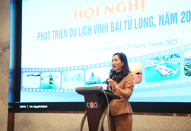 Phó Chủ tịch Ủy ban nhân dân tỉnh Quảng Ninh Nguyễn Thị Hạnh phát biểu tại hội nghị.