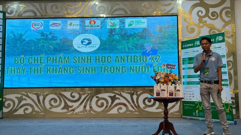 Dự án bộ chế phẩm sinh học thay thế kháng sinh nuôi ếch của Nguyễn Trung Tính (Đồng Tháp) tham gia cuộc thi