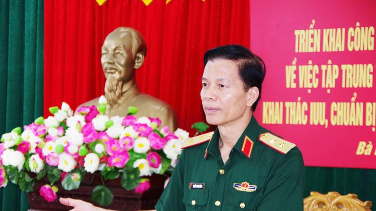 Trung tướng Nguyễn Trọng Bình, Phó Tổng Tham mưu trưởng Quân đội nhân dân dân Việt Nam phát biểu tại hội nghị. (Ảnh: VŨ TÂN )