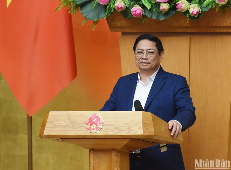 Thủ tướng Phạm Minh Chính phát biểu chỉ đạo. Ảnh: TRẦN HẢI