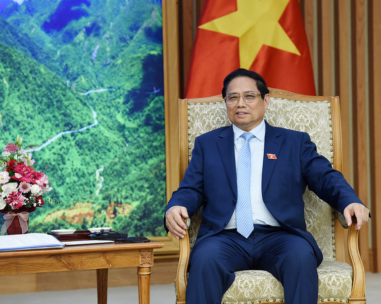 Thủ tướng Phạm Minh Chính phát biểu tại buổi tiếp.