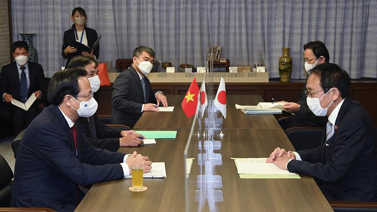 Hội đàm giữa Bộ Tư pháp Nhật Bản và Bộ Lao động-Thương binh và Xã hội Việt Nam. (Ảnh: Molisa)