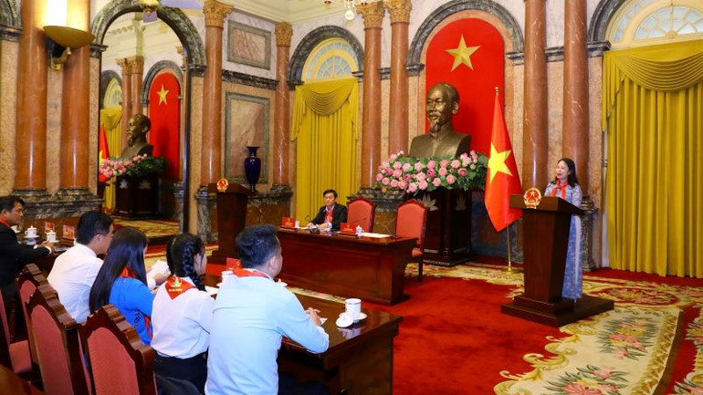 Phó Chủ tịch nước Võ Thị Ánh Xuân phát biểu tại buổi tiếp.