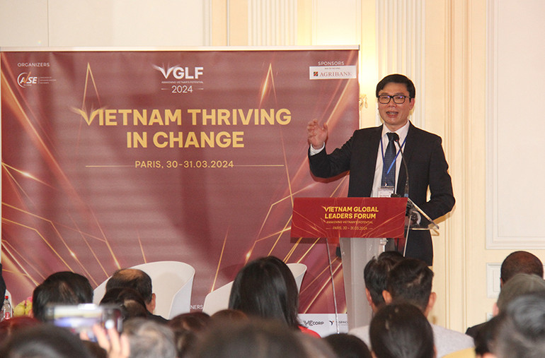 Chủ tịch AVSE Global Nguyễn Đức Khương: VGLF 2024 là một sự kiện mà chúng tôi rất kỳ vọng có thể hội tụ được tri thức và văn hóa, là nơi giao thoa của những khát vọng và hành động vì đất nước Việt Nam. (Ảnh: MINH DUY)