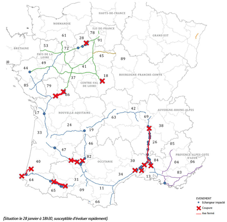 Các tuyến đường bị nông dân Pháp phong tỏa.