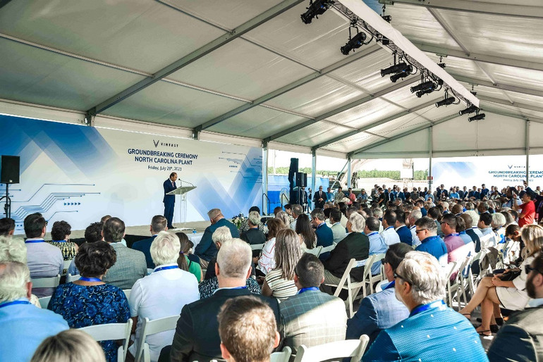 Dự án nhà máy của VinFast là cơ sở sản xuất xe điện đầu tiên tại Bắc Carolina. Mỹ.