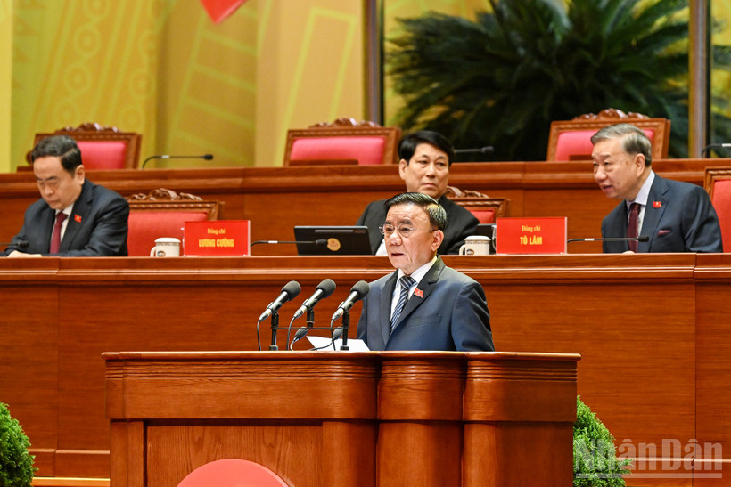 Đồng chí Trần Cẩm Tú, Ủy viên Bộ Chính trị, Thường trực Ban Bí thư, Trưởng Tiểu ban Tổ chức phục vụ Đại hội XIV của Đảng. (Ảnh: ĐĂNG KHOA)