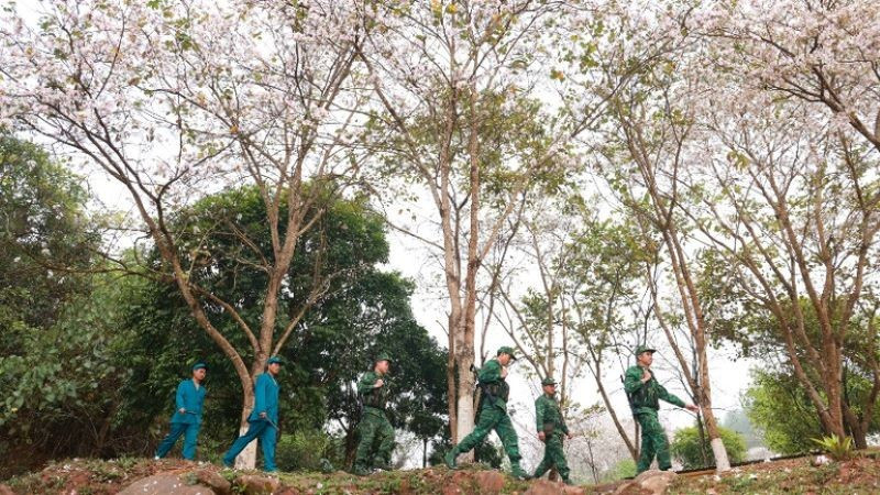 Cán bộ, chiến sĩ Đồn Biên phòng A Pa Chải tuần tra biên giới. (Ảnh: BÁO NHÂN DÂN)