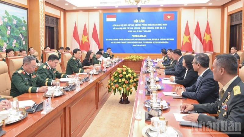 Quang cảnh hội đàm. (Ảnh: THẾ ĐẠI)
