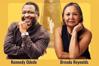 Hai người đoạt giải thưởng Nelson Mandela năm 2025. Ảnh: LHQ