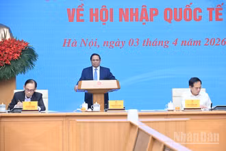Thủ tướng Phạm Minh Chính phát biểu chỉ đạo tại cuộc họp của Ban Chỉ đạo Quốc gia về hội nhập quốc tế.