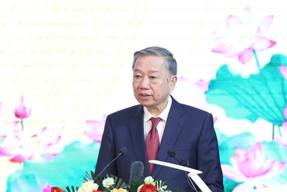 Tổng Bí thư Tô Lâm phát biểu tại buổi lễ.