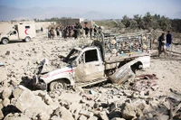 Hiện trường một vụ không kích ở Afghanistan. (Ảnh: TÂN HOA XÃ)