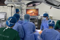 Các y, bác sĩ Bệnh viện Tim Hà Nội phẫu thuật tim mạch cho người bệnh.