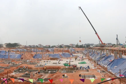 Các hạng mục tại Cảng Hàng không quốc tế Gia Bình đang được đẩy nhanh tiến độ thi công. (Ảnh: An Trân)