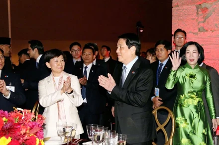 Chủ tịch nước và Phu nhân chủ trì chiêu đãi kỷ niệm 80 năm Quốc khánh Việt Nam tại Hoa Kỳ. (Ảnh: XUÂN KỲ) 