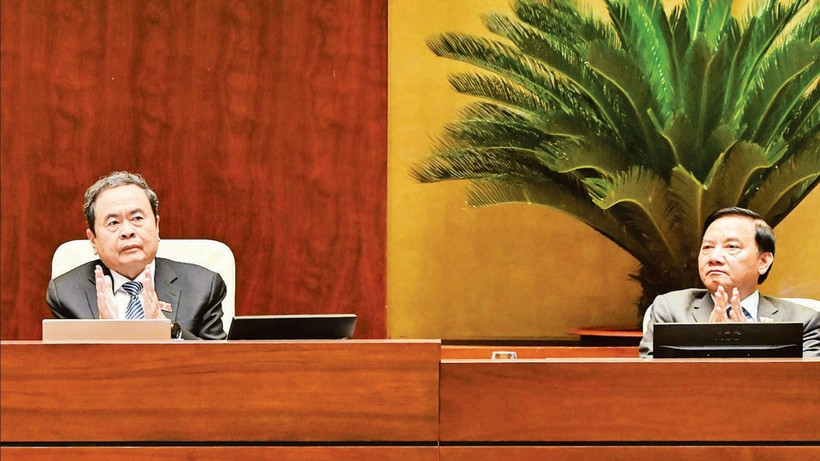 Chủ tịch Quốc hội Trần Thanh Mẫn chủ trì phiên họp. (Ảnh: DUY LINH)