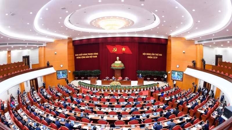 A view of the opening session of the second plenum of the 14th Party Central Committee of the Communist Party of Viet Nam. (Photo: Nhan Dan Newspaper)