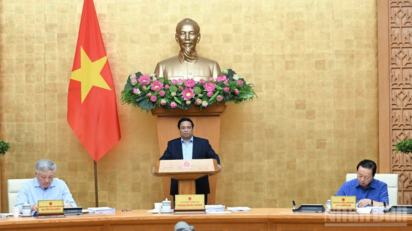 Thủ tướng Phạm Minh Chính chủ trì phiên họp Chính phủ thường kỳ tháng 8. (Ảnh: Trần Hải)