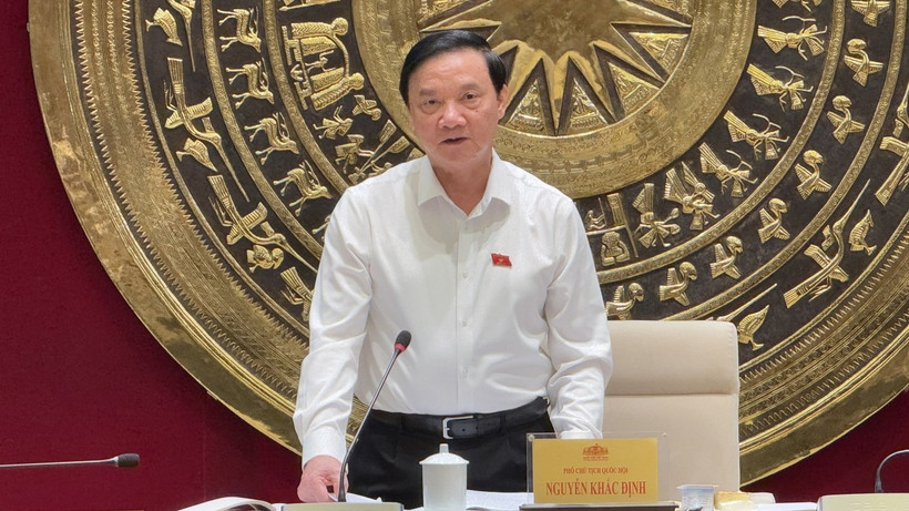 Phó Chủ tịch Quốc hội Nguyễn Khắc Định phát biểu chỉ đạo cuộc họp. (Ảnh: Hải Ngọc/TTXVN)