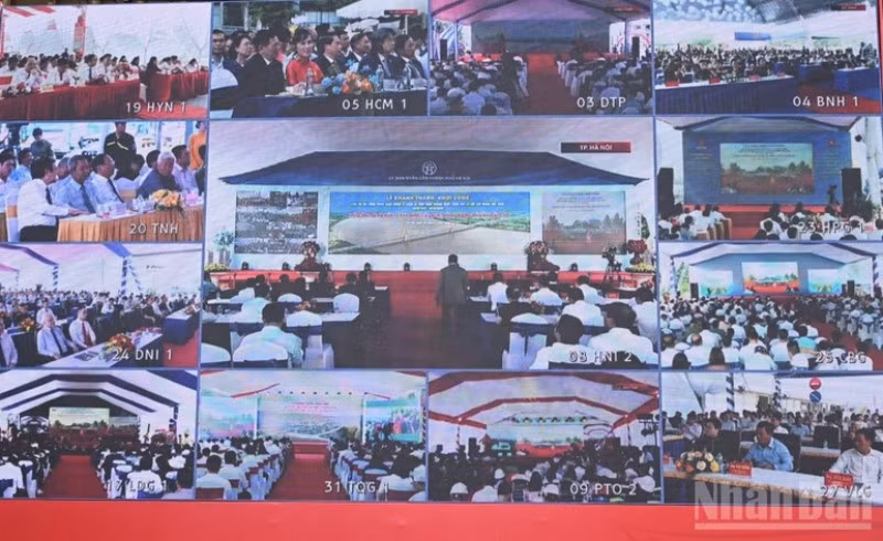 Lễ khánh thành, khởi công các dự án, công trình chào mừng kỷ niệm 80 năm Quốc khánh nước Cộng hòa xã hội chủ nghĩa Việt Nam (2/9/1945-2/9/2025) được kết nối trực tuyến tới các điểm cầu có dự án khánh thành, khởi công trên cả nước, ngày 19/8/2025. (Ảnh: TRẦN HẢI)