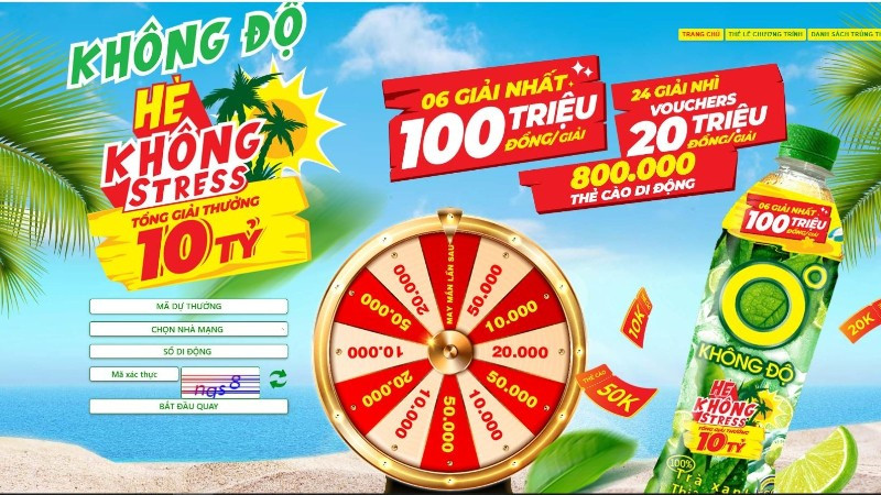 Nhanh tay giải nhiệt với Trà xanh không độ và tham gia chương trình khuyến mãi “Không độ hè không stress” để trúng các giải thưởng cực khủng.
