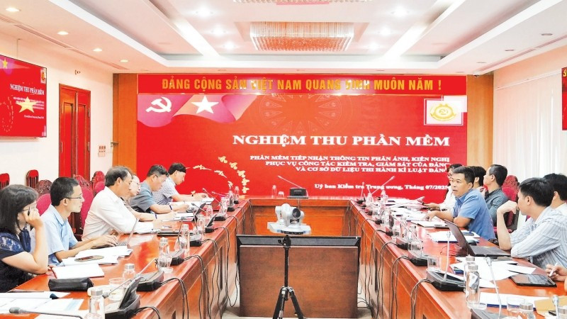Cơ quan Ủy ban Kiểm tra Trung ương tổ chức nghiệm thu phần mềm tiếp nhận thông tin phản ánh, kiến nghị phục vụ công tác kiểm tra, giám sát của Đảng. (Ảnh: MINH NGỌC)