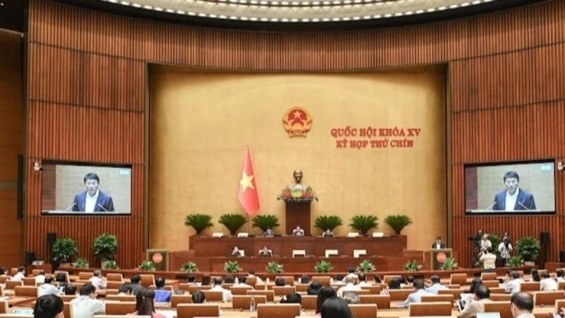 Quốc hội làm việc tại hội trường nghe Tờ trình và Báo cáo thẩm tra dự án Luật sửa đổi, bổ sung một số điều của Bộ luật Hình sự, ngày 20/5/2025. (Ảnh: BÙI GIANG)