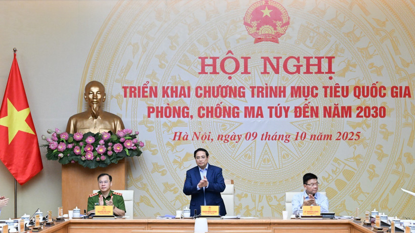 Thủ tướng Chính phủ Phạm Minh Chính chủ trì Hội nghị triển khai Chương trình mục tiêu quốc gia phòng, chống ma tuý đến năm 2030. (Ảnh: Trần Hải)