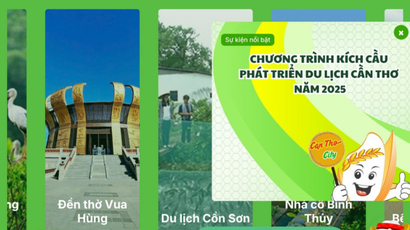 Giao diện Cổng thông tin du lịch Cần Thơ.