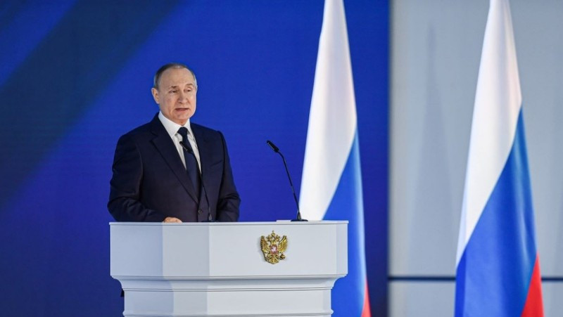 Tổng thống Nga Vladimir Putin phát biểu tại thủ đô Moskva. (Ảnh: THX/TTXVN)