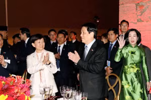 Chủ tịch nước và Phu nhân chủ trì chiêu đãi kỷ niệm 80 năm Quốc khánh Việt Nam tại Hoa Kỳ. (Ảnh: XUÂN KỲ) 