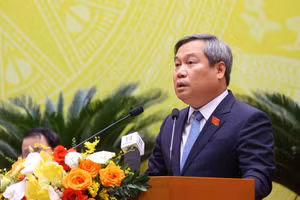 Chủ tịch Ủy ban nhân dân thành phố Hà Nội Vũ Đại Thắng. (Ảnh: Văn Điệp/TTXVN)