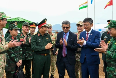 Các đại biểu tại diễn tập song phương Việt Nam-Ấn Độ về Gìn giữ hòa bình Liên hợp quốc năm 2025.