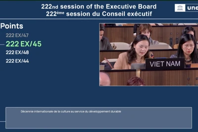 Đại sứ Nguyễn Thị Vân Anh, Trưởng Phái đoàn thường trực Việt Nam bên cạnh UNESCO phát biểu giới thiệu sáng kiến. 