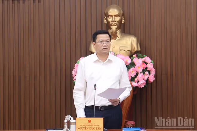Chủ tịch Ủy ban nhân dân tỉnh Quảng Ngãi Nguyễn Đức Tâm phát biểu kết luận tại phiên họp.