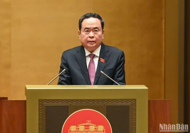 Chủ tịch Quốc hội Trần Thanh Mẫn phát biểu kết thúc phiên chất vấn và trả lời chất vấn tại Kỳ họp thứ 7, Quốc hội khóa XV. (Ảnh: DUY LINH)
