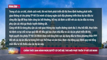Chính thức ban hành Nghị quyết cơ chế đặc thù mới phát triển TP Hồ Chí Minh