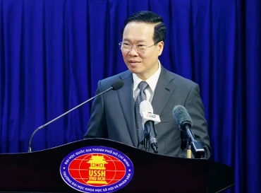 Chủ tịch nước Võ Văn Thưởng phát biểu tại buổi lễ. (Ảnh: TTXVN)