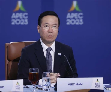 Chủ tịch nước Võ Văn Thưởng tại buổi làm việc. (Ảnh: TTXVN)